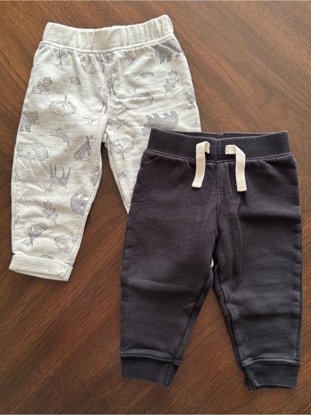 Carter's Light Gray Animal Print & Black Jogger Pants - Kids Bottoms